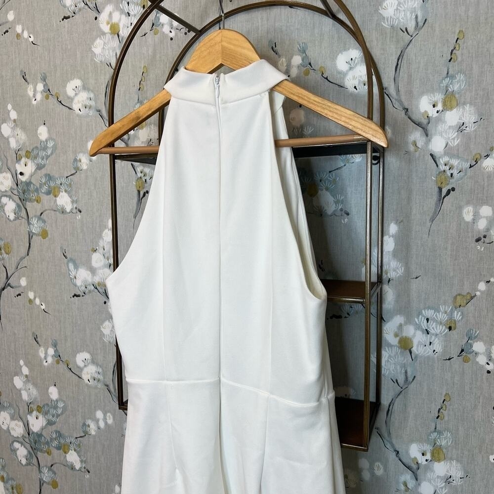 Lulus White Mini Dress with High Neckline and Lace Accent - Size M - Picture 8 of 9